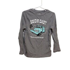 Old Navy Boy Sweatshirt Snow Day Long Sleeve Round Neck Size 5T Gray